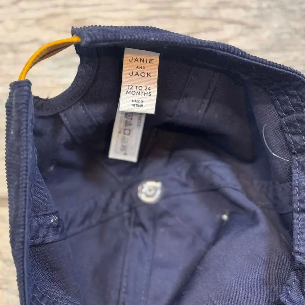 Janie and Jack Navy Blue Dog Corduroy Baseball Hat 12 to 24 Months